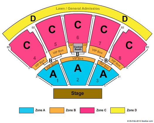 iTHINK Financial Amphitheatre End Stage Zone Seating Chart